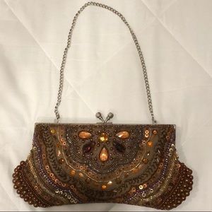 Steve Madden orange beaded handbag